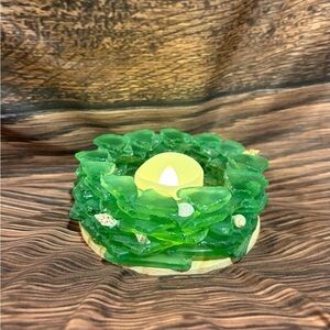 Green Sea Glass Candle Holder